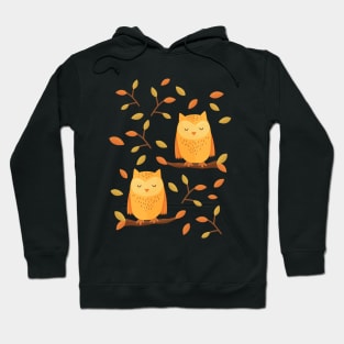 Cute Sleeping Owls in Autumn 🦉 Hoodie